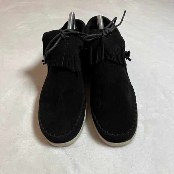 Minnetonka Women's Venice Suede Fringe Moccasin Booties Size 8 Boho Hippie - Picture 3 of 11